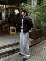 Cut line reverse denim pants