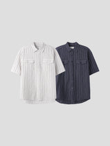Stripe seersucker shirts 2color
