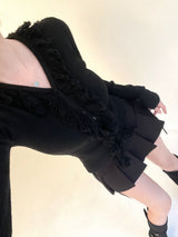 1075. Fringe wool knit cardi (4color)