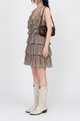 DRAMATIC OPEN-BACK RUFFLE MINI DRESS