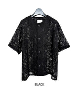 Suo crochet punching knitwear half shirt