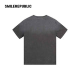Washed Charcoal Gray 100% Cotton Shoe Sole Graphic Crew Neck Short Sleeve T Shirt