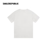 コットングラデーションレターバックグラフィックTシャツ ウォッシュドカジュアルストリートトップ