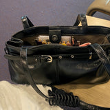 [Kyoto Look🌳✨/Airport Bag] Fancy Fake Leather Belt Square Shoulder Bag tote Bag Travel Auxiliary Bag 4 colors [Black only]