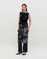 Embroidered Graphic Jersey Skirt _ BLACK