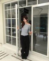 Stripe boat neck T