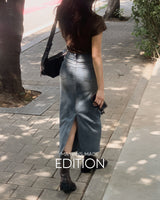 [MADE] Halfi denim long skirt