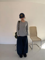 Hibom Washing Wide Balloon Denim Pants