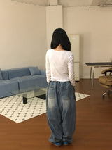 オーバーユニセックスデニムパンツ(1color)