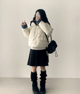 Daring checkered lining point short padded coat