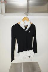 Halterneck Lace Layered Two-Piece Knitwear