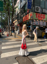 maxi white long skirt