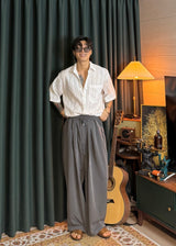 Planned Banding One-Tuck String Slacks