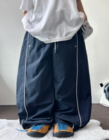 PIPING NYLON BALLOON WIDE LONG PANTS 🫐💙🖤🩶3COLOR