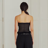 Flower Ruffle knit Top (BLACK)