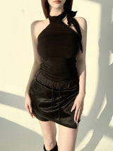 1155. Via scarf halter top bolero set (5color)