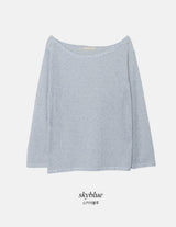 シースルーボートネックリネンニット (6color)