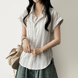 Bronze stripe roll-up short sleeve shirt