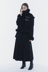 LUNA BELTED SHEARLING JACKET black