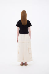 DOUBLE CUT CAGO SKIRT / IVORY