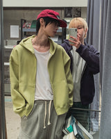 Tain Waffle Crop Hood Zip-Up
