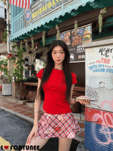 Check Floral Flare Mini Pants Skirt