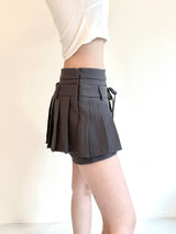 1060. Ribbon wrap pleats mini sk (2color)