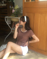 [MADE] Tan-yi, lace flower short-sleeved T-shirt