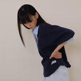 Navy Half Open Collar Tee