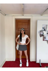 Gray Slimming Mini Pants Skirt