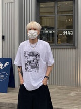 ポスター半染め半袖Tシャツ2C