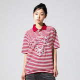 XTT128 Border Stripe Pique Collar T-Shirt (RED)