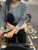 [MADE] [Planning] Slits Stripe Round Cardigan