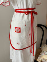 Cherry embroidery apron double-layer fabric red point