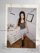 Camo retro U-neck sleeveless T-shirt