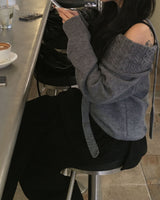 Muffler off knit set