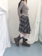 Charcoal Blend Checkered Layered Skirt