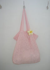 Mesh Floral Shoulder Bag_Baby Pink