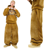 Wide corduroy mink napping pants