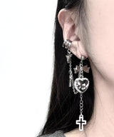 Black Heart Lock Earrings&Ear Cuffs 1PC