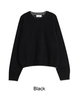 フェルトレイヤードクルーネックニット