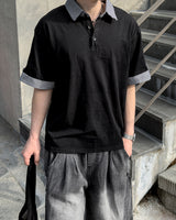 Levin Roll-Up Collar Henley Short Sleeve