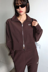 TWO-WAY FLEECE ZIP-UP_BROWN