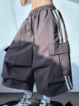 TWO LINE TRACK CARGO BALLOON COTTON BERMUDA 🩶🖤🤎3COLOR