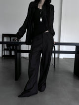 [unisex] pintuck wide laser slacks