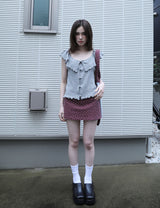 PIGMENT STAR MINI SKIRT(BURGUNDY)