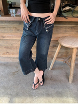 Zipper cuff waist bootcut capri pants