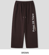 Point lettering brushed wide pants