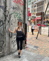 カプリ レギンス スリット カプリ パンツ