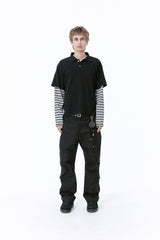 SIDE SNAP BACK LOGO PANTS (BLACK)